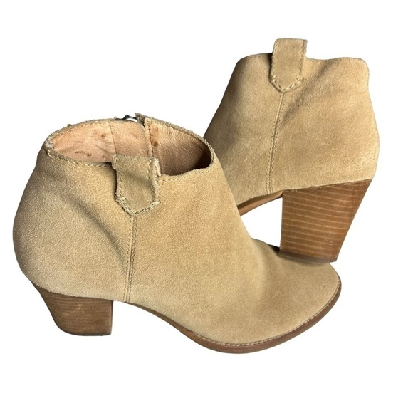 Madewell Tan Leather Suede Booties Womens Sz 6.5 - Picture 1 of 14